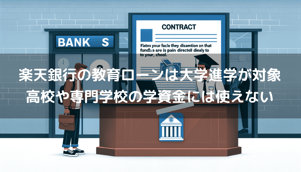 楽天銀行の教育ローンは大学進学が対象。高校や専門学校の学資金には使えない